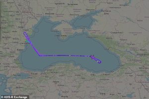Flight data shows the aircraft crept to within about 60 miles of Russian-occupied Crimea before sweeping east toward Sochi, tracing a route eerily close to some of Moscow 's most sensitive military sites