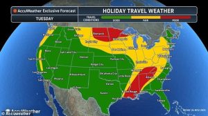 A major storm moving across the US is expected to cause travel delays throughout the Midwest and Southeast on Tuesday
