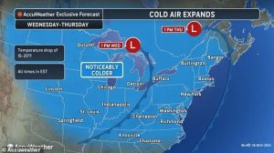 Forecasts for the Thanksgiving travel period show plunging temperatures through half the US, caused by the polar vortex bringing freezing air from Canada