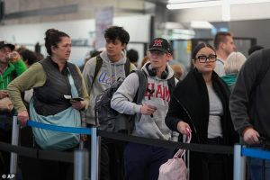 Delays at Chicago O'Hare International Airport (Pictured) have left nearly 200 flights waiting to take off on Wednesday