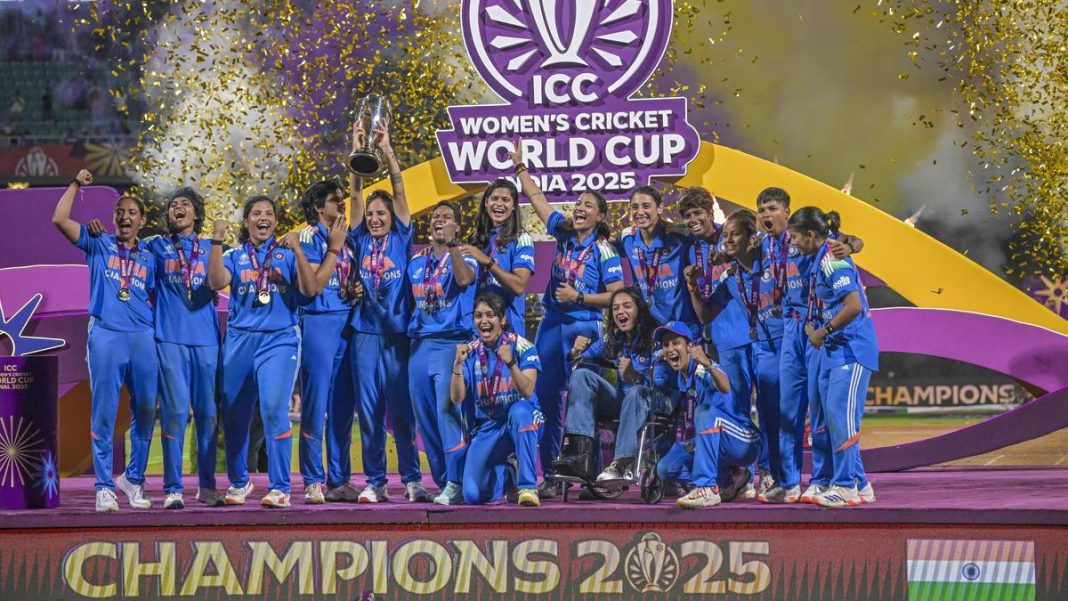  India won its first ever global trophy in women’s cricket, beating South Africa by 52 runs in the final played in Navi Mumbai on November 2. File | Photo Credit: The Hindu