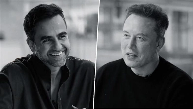 Nikhil Kamath, Elon Musk (Photo Credits: X/@nikhilkamathcio)
