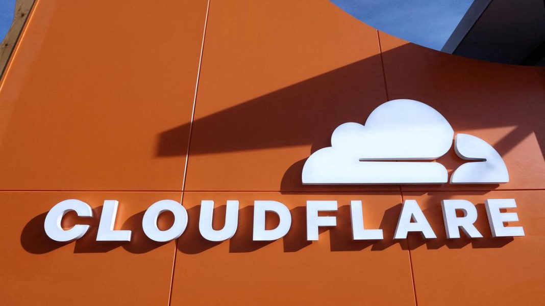 File photo of Cloudflare’s logo outside the company's house. | Photo Credit: Reuters