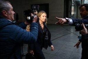 Deborah Turness, who resigned as BBC News CEO, arrives at the company offices in London on Monday. Henry Nicholls / AFP - Getty Images