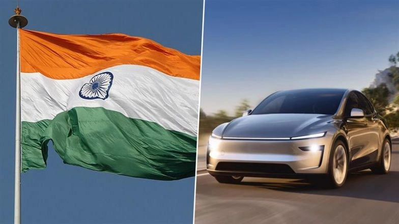 Tesla Model Y India Launch Representational Image (Photo Credits: Wikimedia Commons, Tesla)