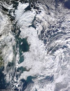 Scientists think AMOC brings enough warmth to the northern hemisphere that without it, large parts of Europe could enter a deep freeze. This remarkable satellite picture showing the extent of snow across Britain on January 7, 2010 gives an idea of what this could be like