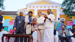 Governor Pusapati Ashok Gajapathi Raju, Chief Minister Dr. Pramod Sawant, and Union Minister L. Murugan honour Nandamuri Balakrishna’s for his 50 years in cinema at the opening ceremony of the 56th International Film Festival of India, Goa.