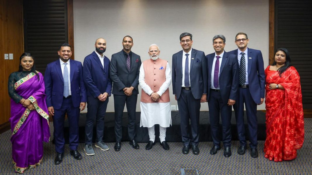 Prime Minister Narendra Modi meets Indian origin tech entrepreneurs and members of the Indian community based in South Africa. Photo: PX@narendramodi