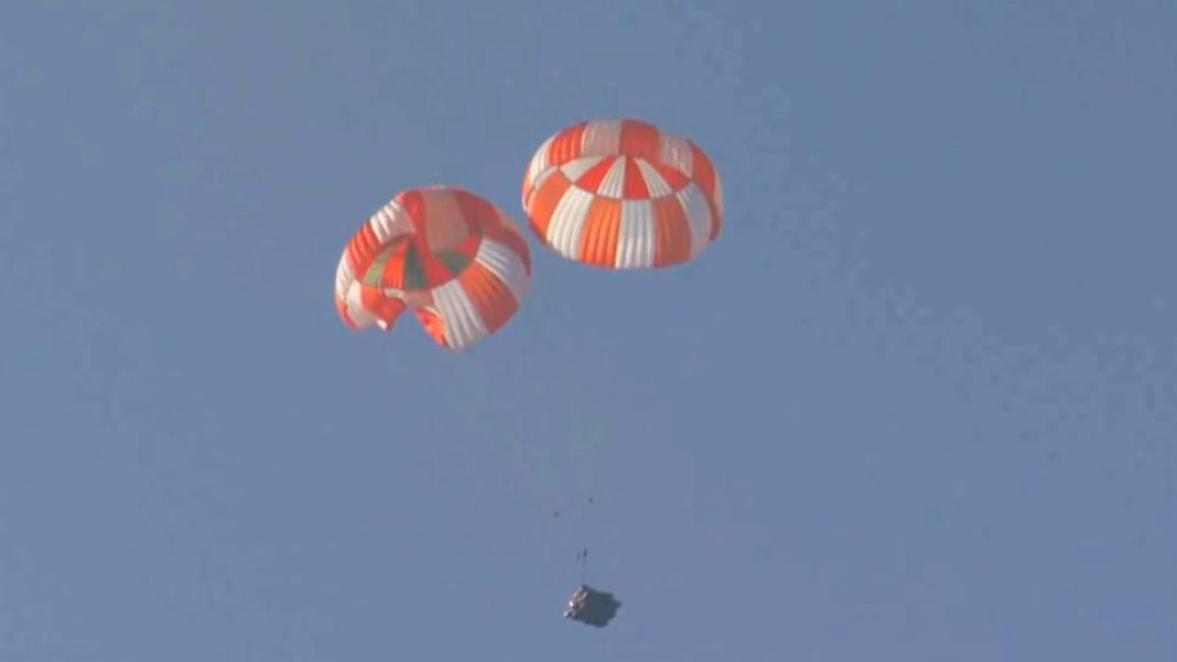 For the Gaganyaan Crew Module, the parachute system comprises a total of 10 parachutes of four types. Photo: X/@isro