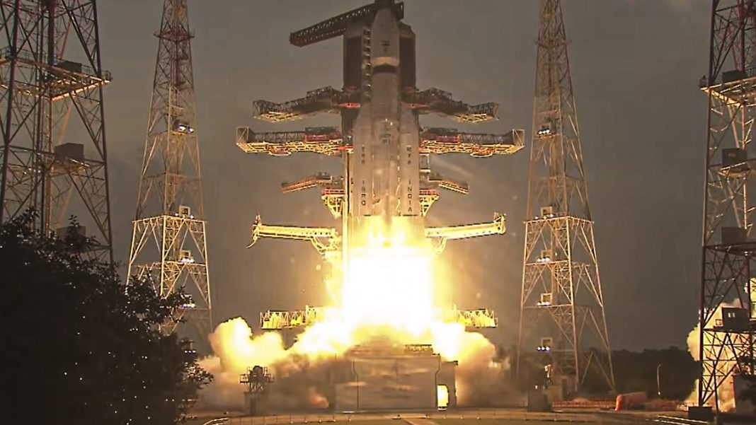 ISRO's launch vehicle LVM3-M5 carrying the communication satellite CMS-03 lifts off from the launch pad at the Satish Dhawan Space Centre in Sriharikota, Andhra Pradesh | ISRO