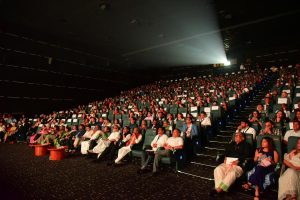 Audiences catch the opening film, Gabriel Mascaro’s ‘The Blue Trail at INOX Panjim to mark the start of the 56th International Film Festival of India, Goa.