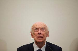 U.S. Nobel laureate, biologist James Watson speaks at the Russian Academy of Sciences, in Moscow, Russia, Wednesday, June 17, 2015. (AP Photo/Ivan Sekretarev, File)