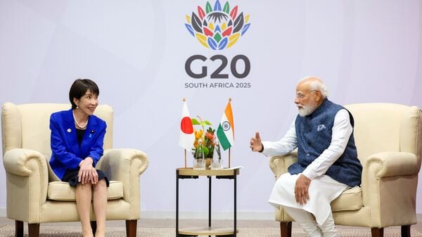 In this image posted on Nov. 23, 2025, Prime Minister Narendra Modi during a meeting with his Japanese counterpart Sanae Takaichi, on the sidelines of the G20 Leaders' Summit, in Johannesburg, South Africa. (PMO via PTI Photo)