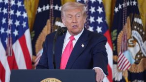 President Donald Trump speaks during an event on foster care in the East Room of the at the White House. (AP)