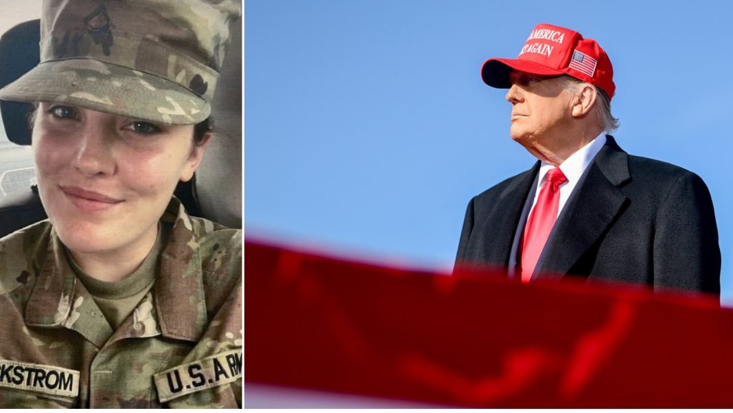 Donald Trump says National Guard soldier Sarah Beckstrom (left) has died of her gunshot injuries (File photos/White House).
