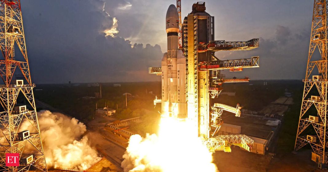 **EDS: THIRD PARTY IMAGE** In this image received on Nov. 2, 2025, ISRO's launch vehicle LVM3-M5 carrying the communication satellite CMS-03 lifts off from the launch pad at the Satish Dhawan Space Centre, in Sriharikota, Andhra Pradesh.