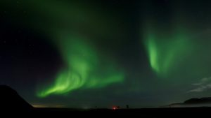 Northern Lights, also called aurora borealis, illuminate the night sky near the town of Thorlakshofn. (Photo: Reuters)