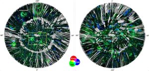 Radar Polarimetric Decomposition Maps of Lunar North (left) and South (right) Pole. (Photo: Isro)