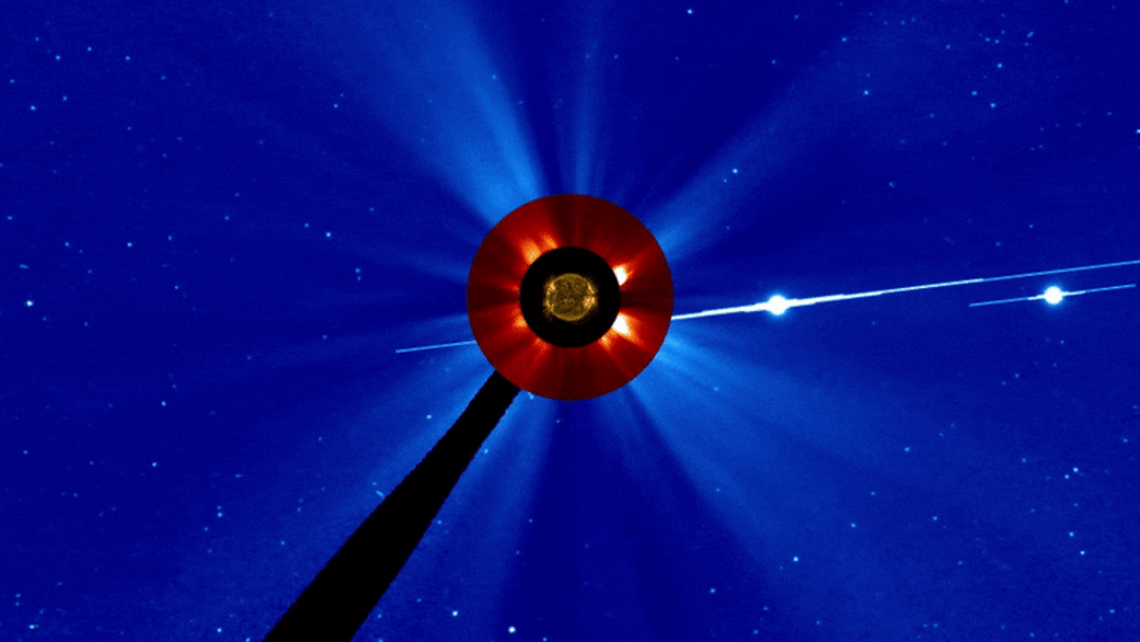 A coronal mass ejection releases from the left side of the sun in May 2024.