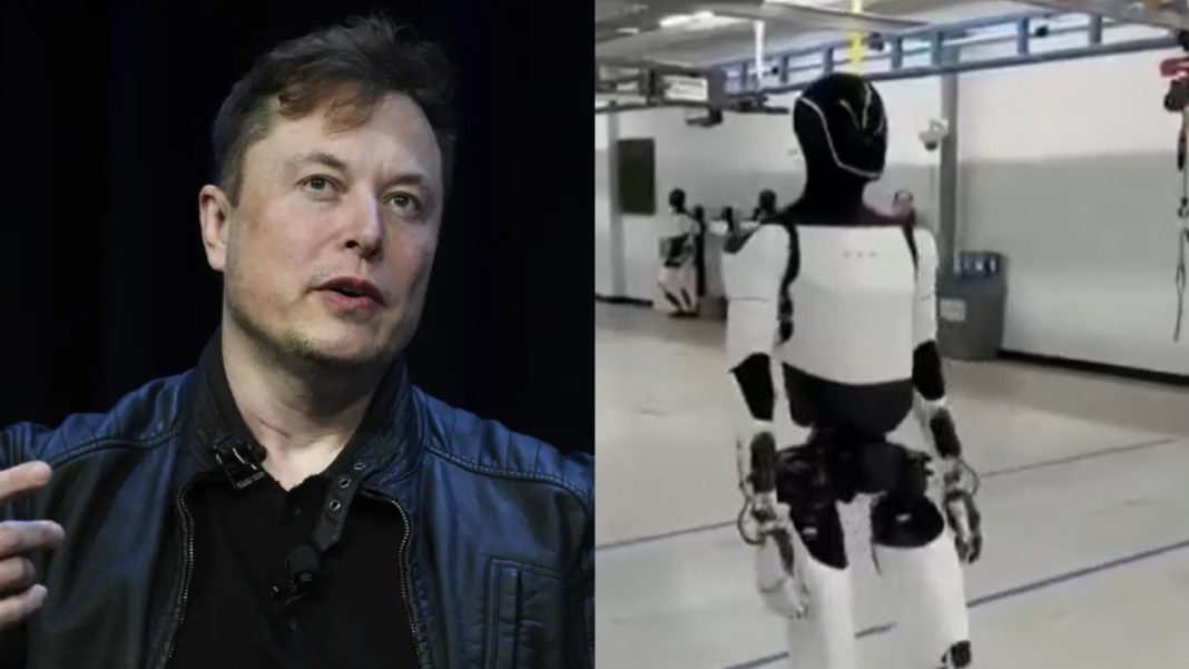 Elon Musk's Optimus humanoid (Photos: AP and X/@elonmusk)