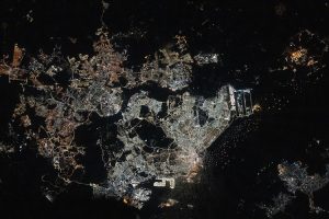Singapore is illuminated in the night lights. (Photo: Nasa)