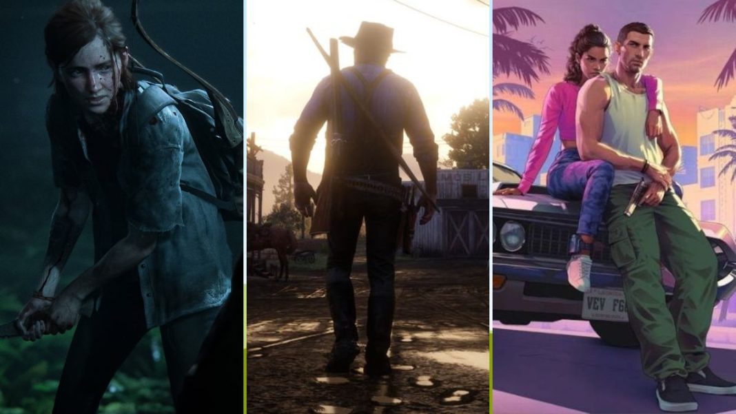 Stills from 'The Last of Us Part II', 'Red Dead Redemption 2', and 'Grand Theft Auto VI' | Rockstar Games, Sony Interactive Entertainment