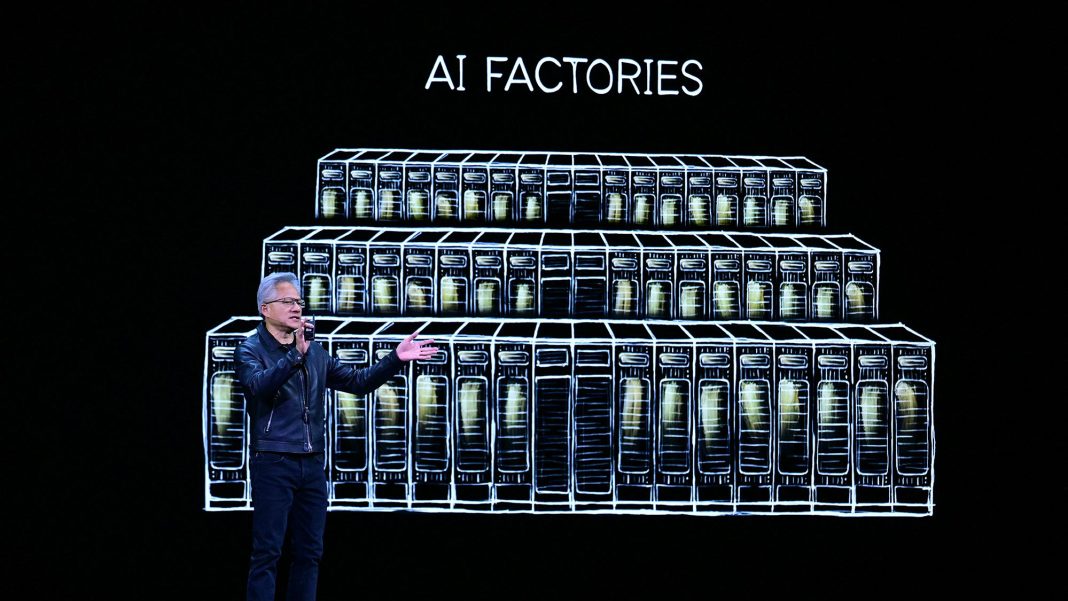 Nvidia CEO Jensen Huang delivers the keynote address during the Nvidia GTC on March 18, 2025 in San Jose, California.