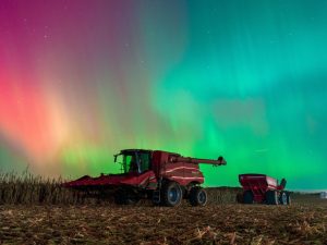 The colorful light and shape of auroras shift like curtains blowing in the breeze, according to the Space Weather Prediction Center, much like the northern lights visible over Monroe, Wisconsin, on Tuesday.