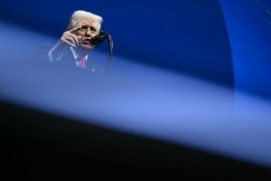 US President Donald Trump delivers remarks at the US-Saudi Investment Forum at the John F. Kennedy Center for the Performing Arts in Washington, DC on November 19, 2025.