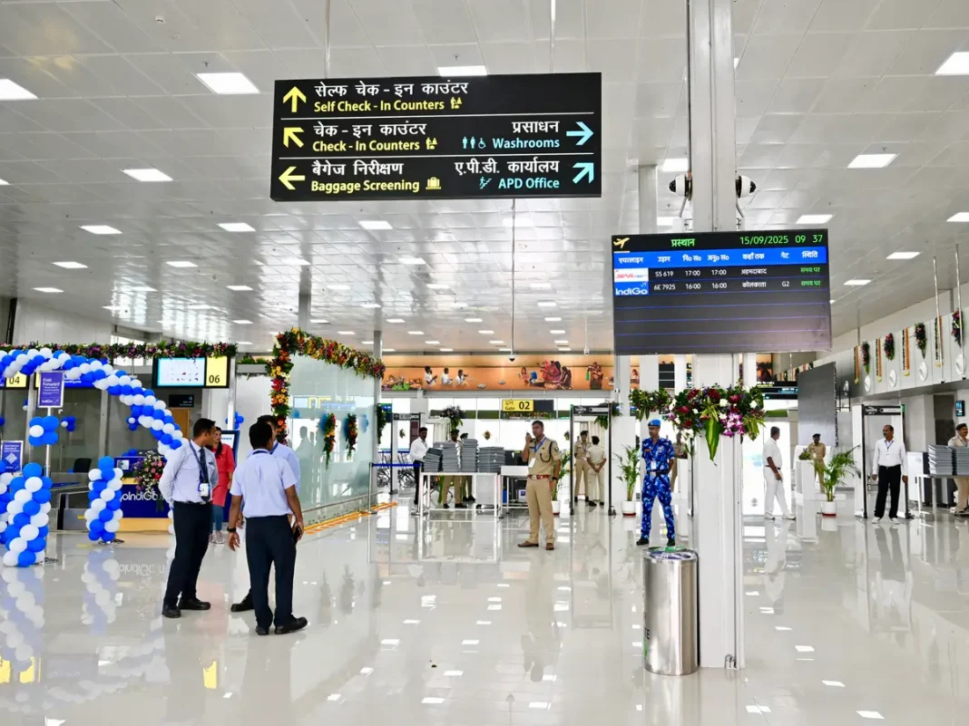 An inside view of the new terminal building at Purnea airport.