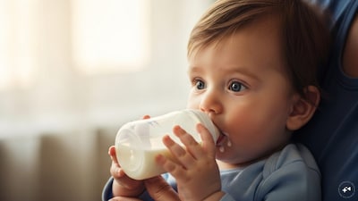 The 13-month-old boy mistook a bottle of drain cleaner for milk and suffered life-threatening injuries. (AI-Generated Image)