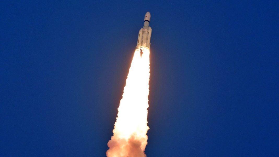 LVM-3 launching with the CMS-03 satellite. (Photo: Isro)