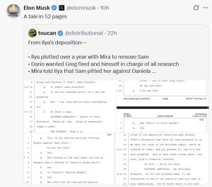 Elon Musk post on X against Sam Altman
