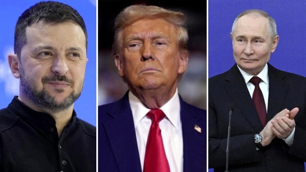 Volodymyr Zelenskyy, Donald Trump, and Vladimir Putin.