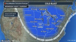 Record cold temperatures are expected on Wednesday and Thursday, brought south by a descending polar vortex from Canada