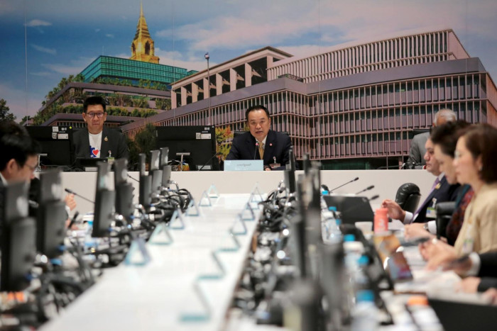The cabinet discusses economic policies with the private sector. Mr Anutin suggested a possible House dissolution on several occasions last month. Chanat Katanyu