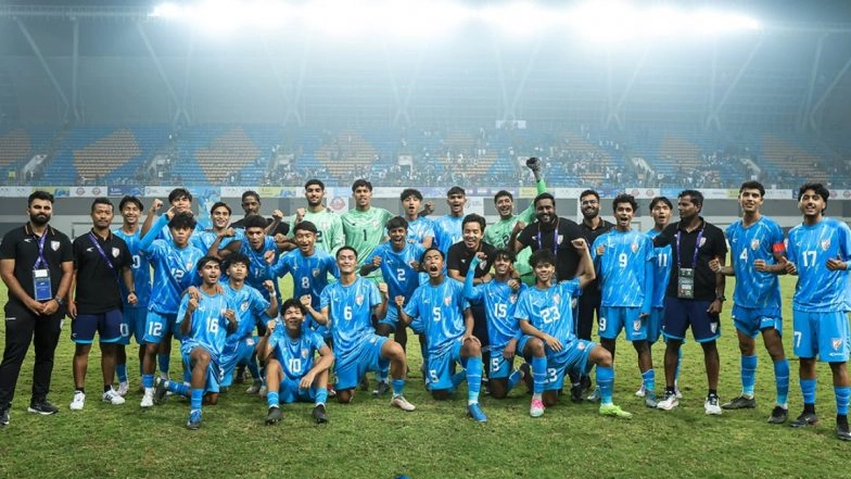 India U-17 Football Team celebrates their victory (Photo credit: X @IndianFootball)