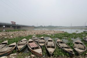 The Yamuna river, which has receded in the dry summer months, causing water shortages in New Delhi. (Photo: Reuters)