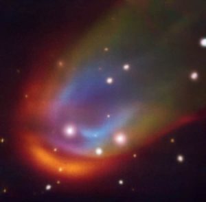 A zoomed image shwoing colourful shockwaves around a dead star. (Photo: Reuters)