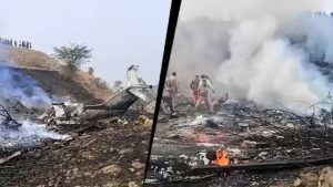 A view of the crash site of the Bombardier Learjet 45XR carrying Ajit Pawar. (File Photo)