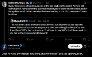 Elon Musk might be willing to get Ryan Dahl to lead Ryanair if he buys it.