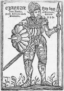 Eric the Red (Eirkur raui). Woodcut frontispiece from the 1688 Icelandic publication of Arngrmur Jónsson's Gronlandia (Greenland). Fiske Icelandic Collection. (Photo: Wikimedia Commons)