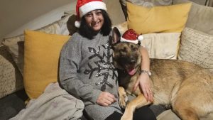 Manjit Sangha with her pet dog. Image credit: GoFundMe