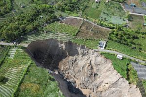 The expanding sinkhole is more than 30,000 square metres wide. (Photo: Reuters)