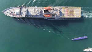 A drone view shows the Mexican Navy’s ocean patrol vessel off thr coast of West Mexico. (Photo: Reuters)