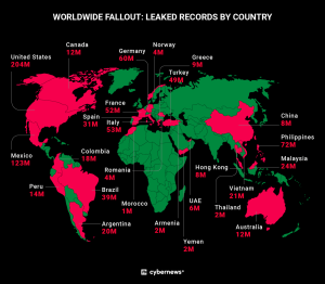 Countries affected by data leak