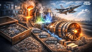 The internal grain structure of a rare earth magnet is restored inside a 900-degree Celsius industrial furnace. (Photo: Generative AI/Radifah Kabir/India Today)