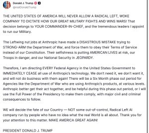 Trump's Truth social post