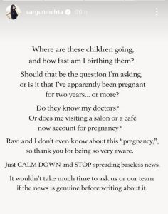 Sargun's Insta Story