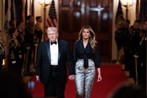 President Donald Trump and first lady Melania Trump arrive at the National Governors Association dinner at the White House. (Photo: Associated Press)
